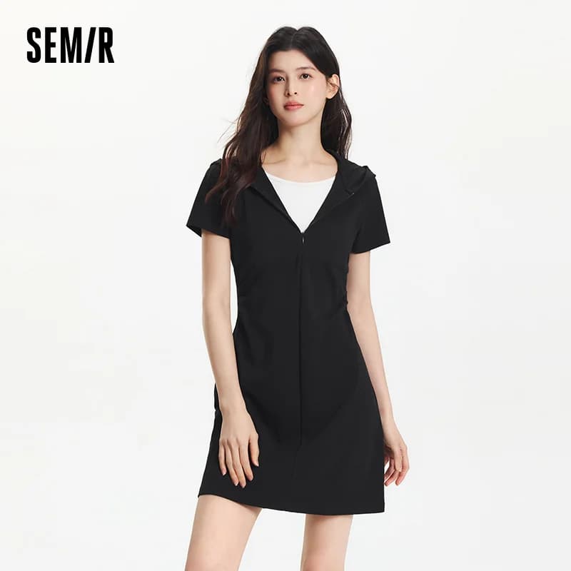 Robe Femme Semir à Capuche 2026 Effet Deux Pièces Coupe Ajustée Taille Plissée Style Urbain Décontra
