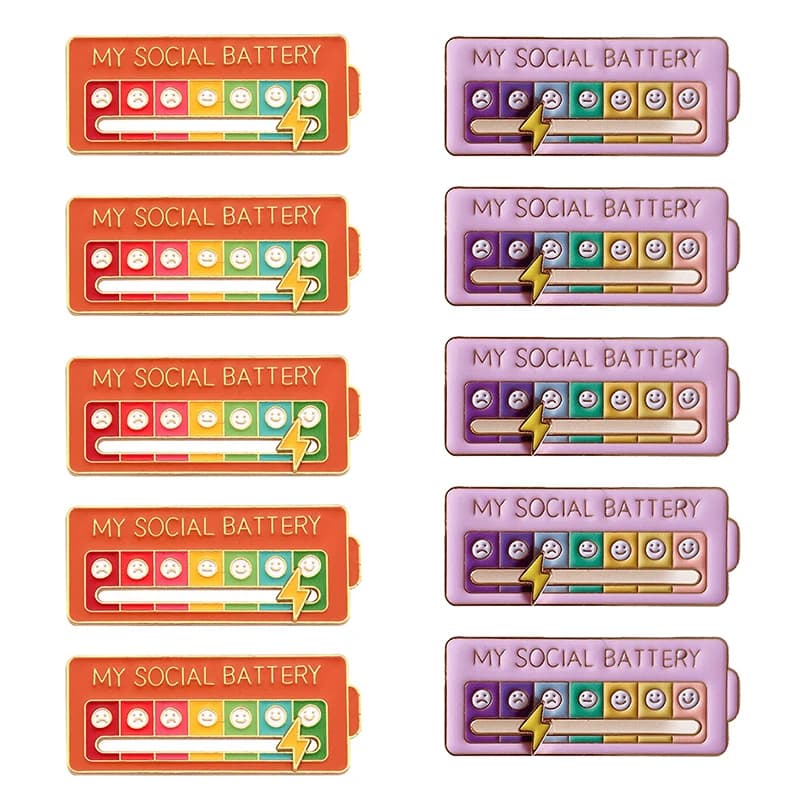Lot de 10 badges d'expression faciale variés pour femmes, broches énergétiques pour l'humeur, saison