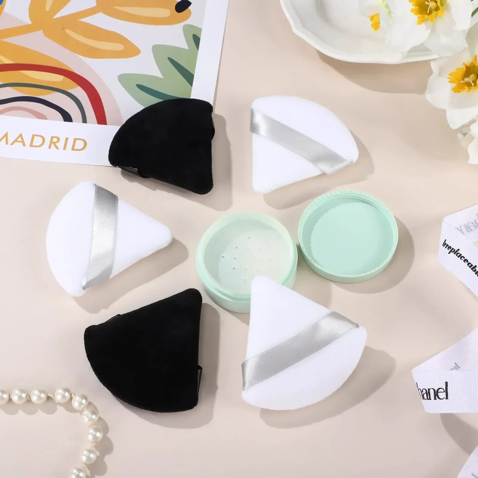 10/20 pièces Triangle velours poudre bouffée Pizza farines Mini visage maquillage éponge cosmétiques