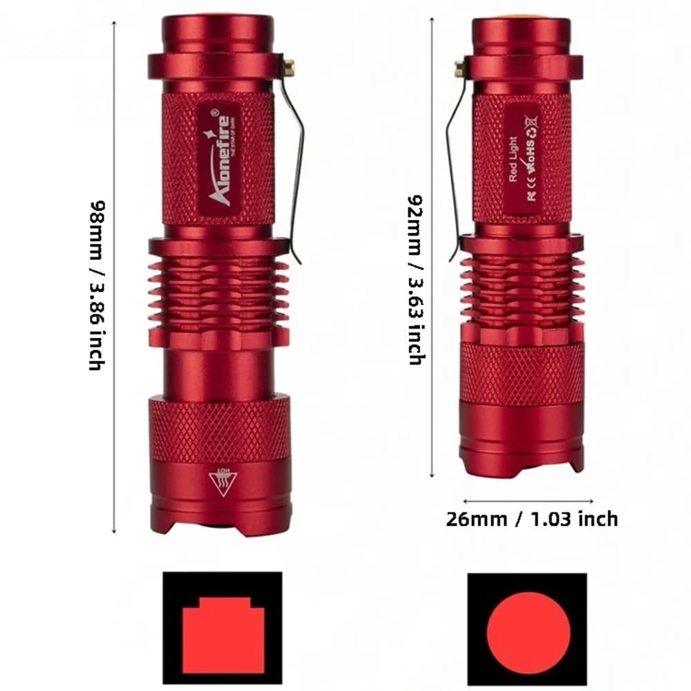 Lampe de poche à Zoom à lumière rouge, Mini chasse, abeilles, pêche, vaisseaux sanguins, astronomie,