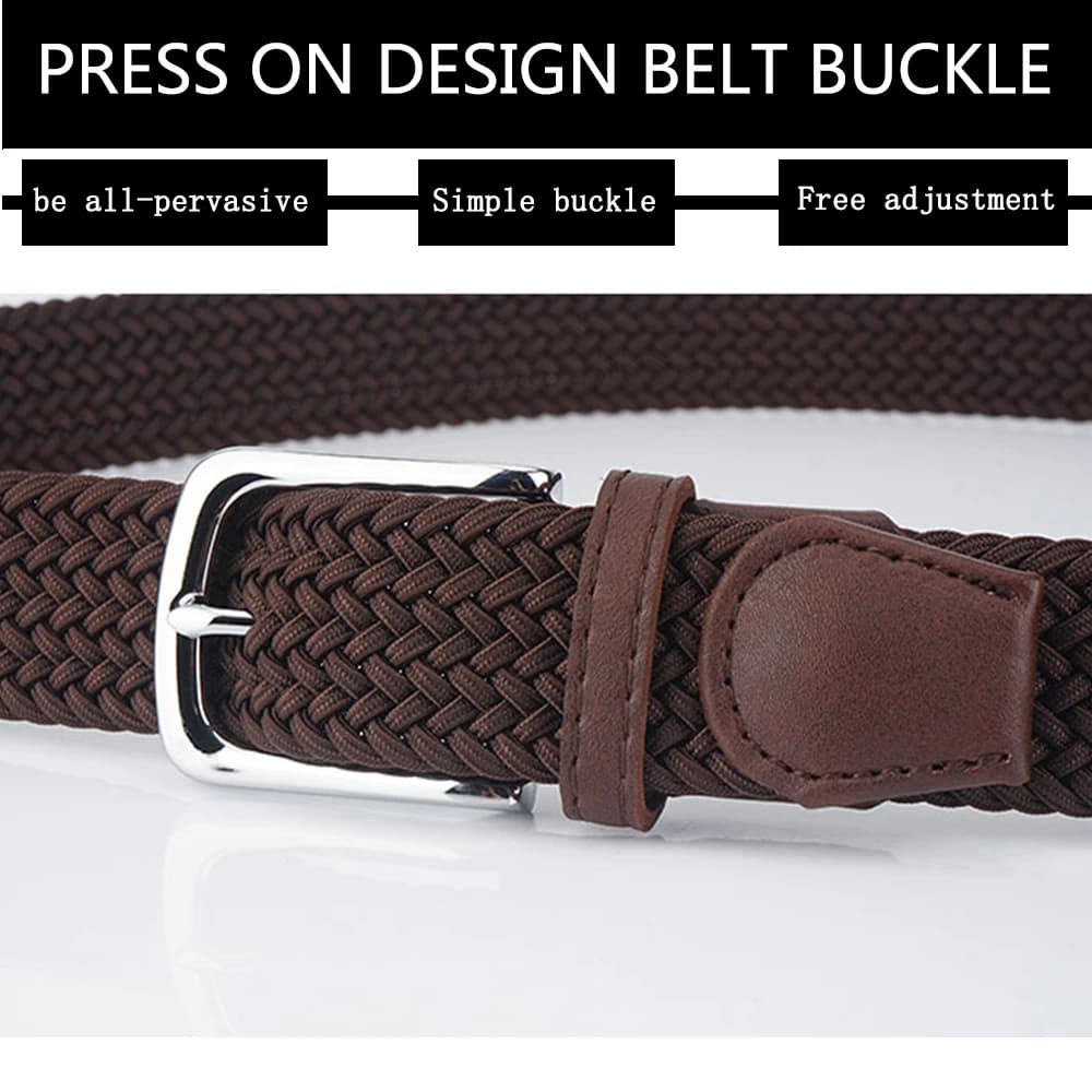 TUSBottles-Ceinture tressée sans trou pour hommes, ceinture tissée élastique, simple et sauvage, mod
