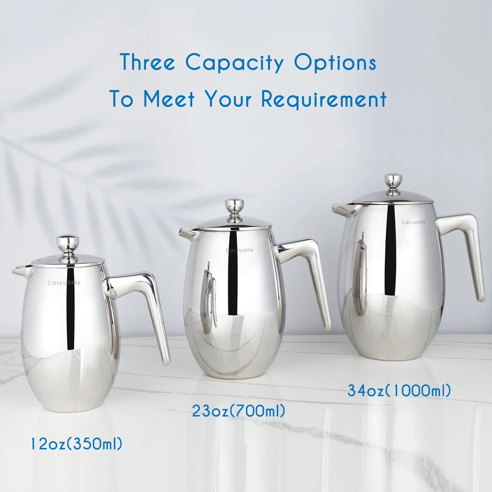 Easyworkz Nando French Press Cafetière thermique isolée à double paroi Cafetiere en acier inoxydable