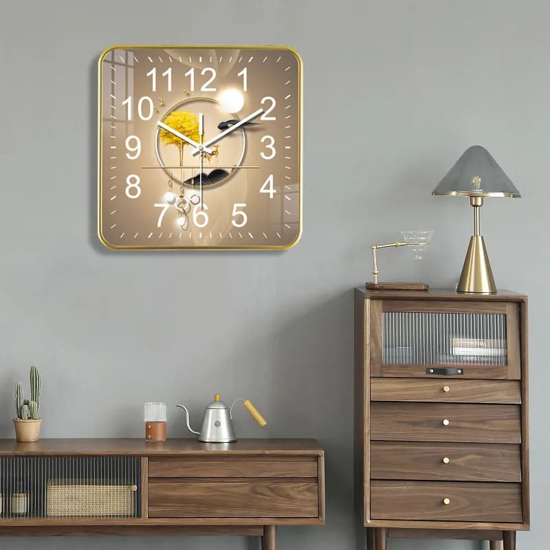 Nouvelle horloge murale carrée, design moderne, luxe léger, horloge murale silencieuse, salon, chamb