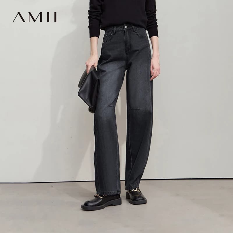 Jean décontracté Amii pour femme, nouvelle collection Printemps 2025, pantalon minimaliste rétro pol