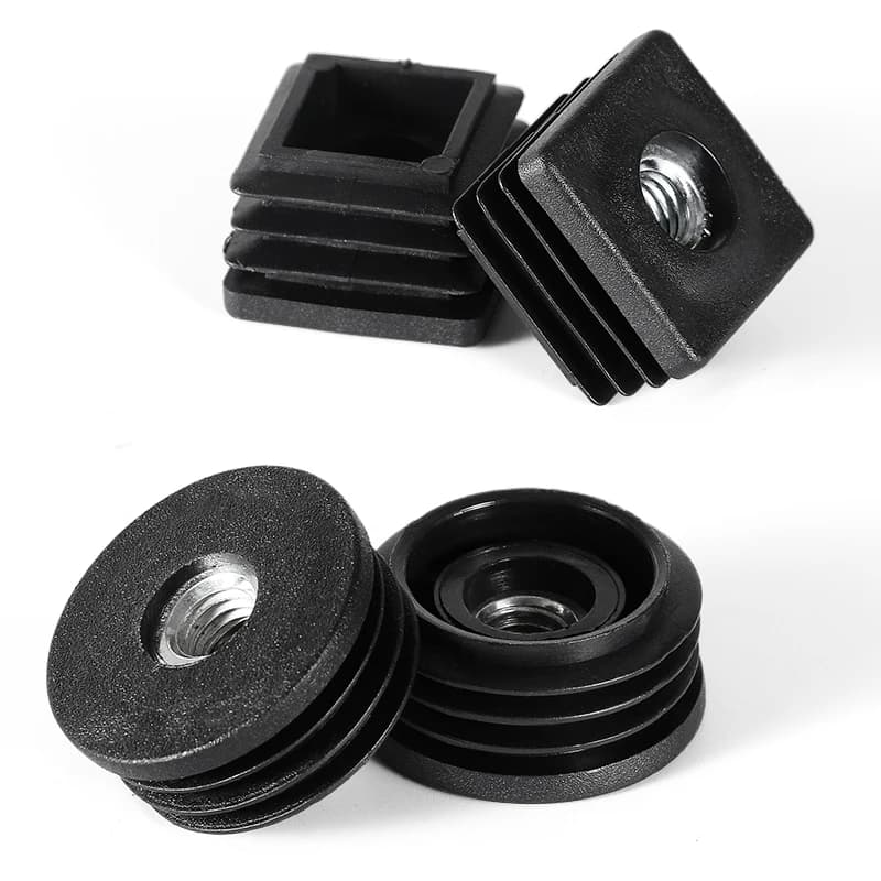 Embouts d'obturation carrés ou ronds noirs, Tube en plastique 15 16 19 20 25 30 32 38 50mm, Inserts 
