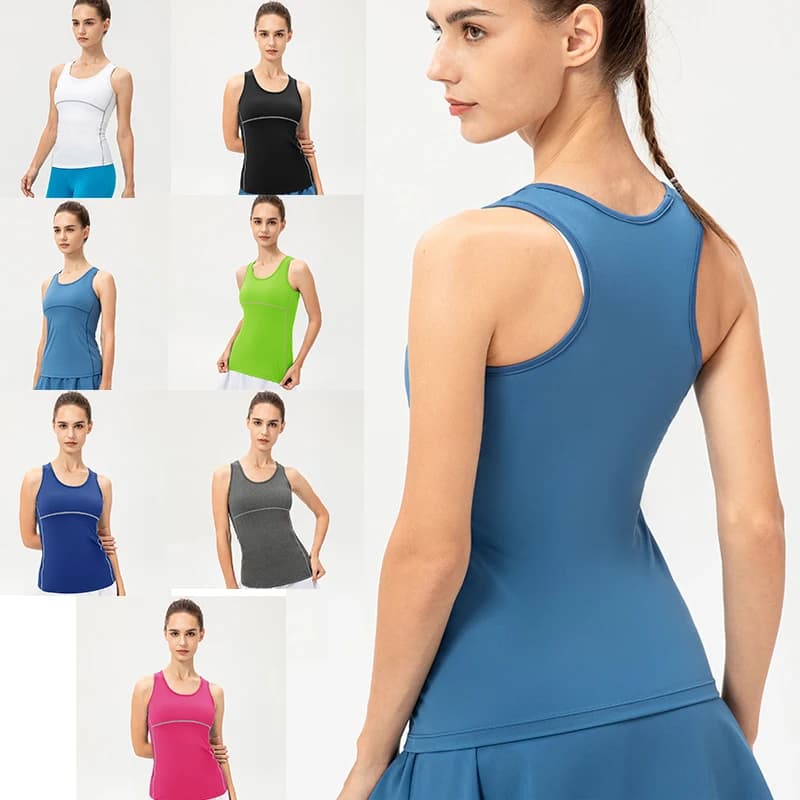 Couleur bonbon femmes vêtements de Sport d'entraînement de gymnastique gilet chemises de Yoga à séch