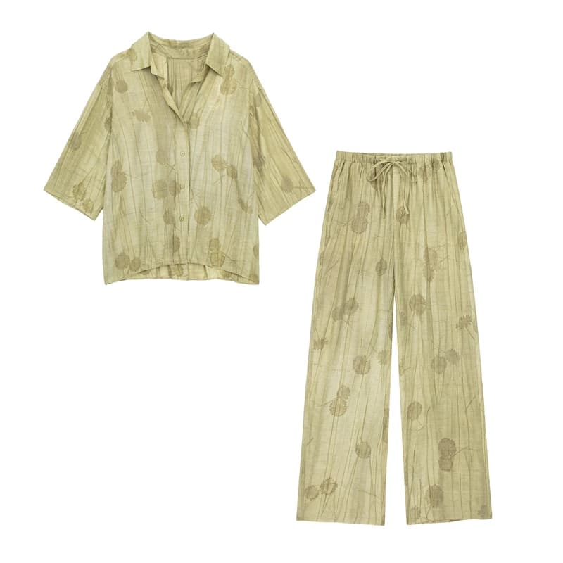 Ensemble femme 2024 nouvelle mode printemps Jacquard ample dames chemise été femmes pantalon décontr