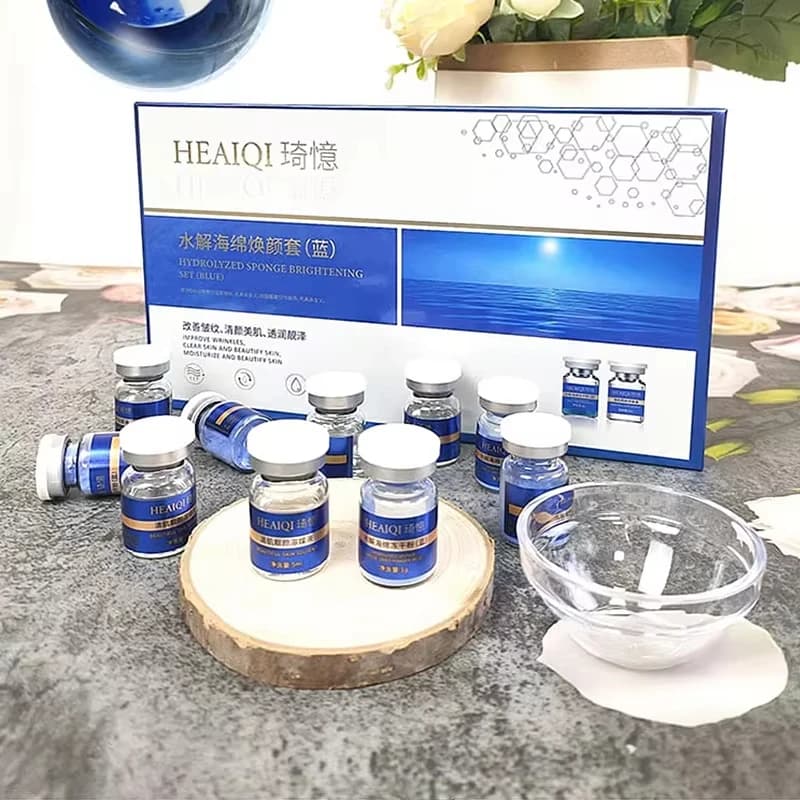 Ensemble d'éponges bleues en poudre de collagène lyophilisée, 80% microcristal, extrait naturel de S
