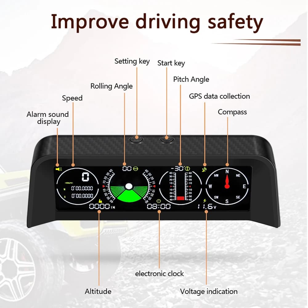 Nouveau compteur de vitesse GPS X90 Head Up PMH KMH, inclinomètre, ordinateur de bord de voiture ave