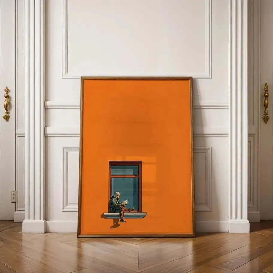 Art mural minimaliste orange, peinture décorative esthétique pour la maison, impression colorée et l