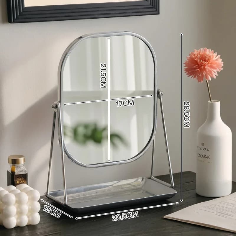 Miroir de maquillage rotatif, style luxe léger, avec support, peut accueillir un grand miroir de maq