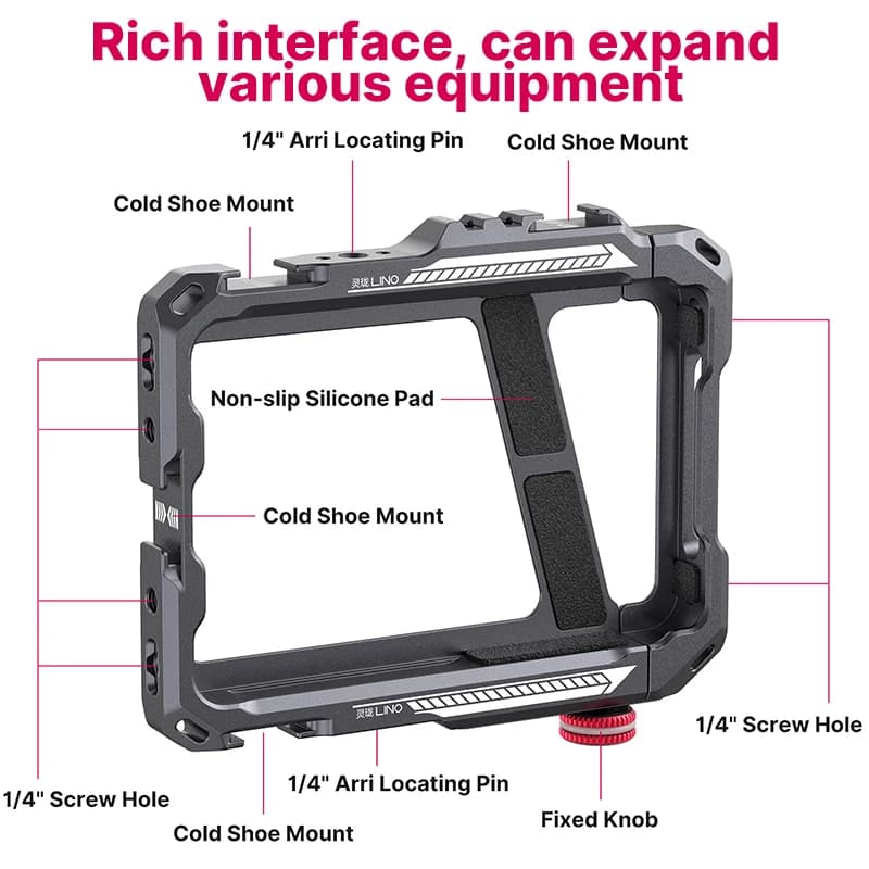 Ulanzi Lino téléphone Cage vidéo Vlog plate-forme poignée pour 5.4 ''à 6.7'' iPhone X 11 12 13 14 Pr