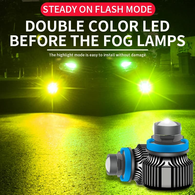 Ampoule de sauna de voiture verte citron, phares à lentille laser, antibrouillard automatique, budgé