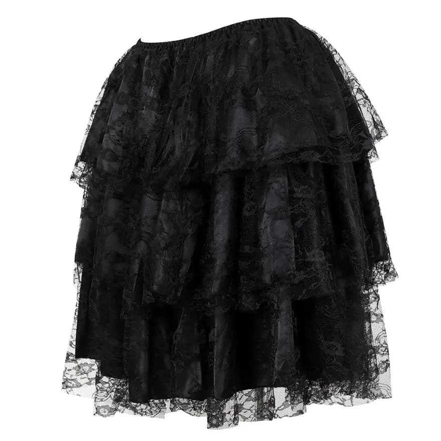 Femmes gothique Sexy dentelle florale maille Tulle Mini jupe plissée Showgirl mode fête danse jupes 