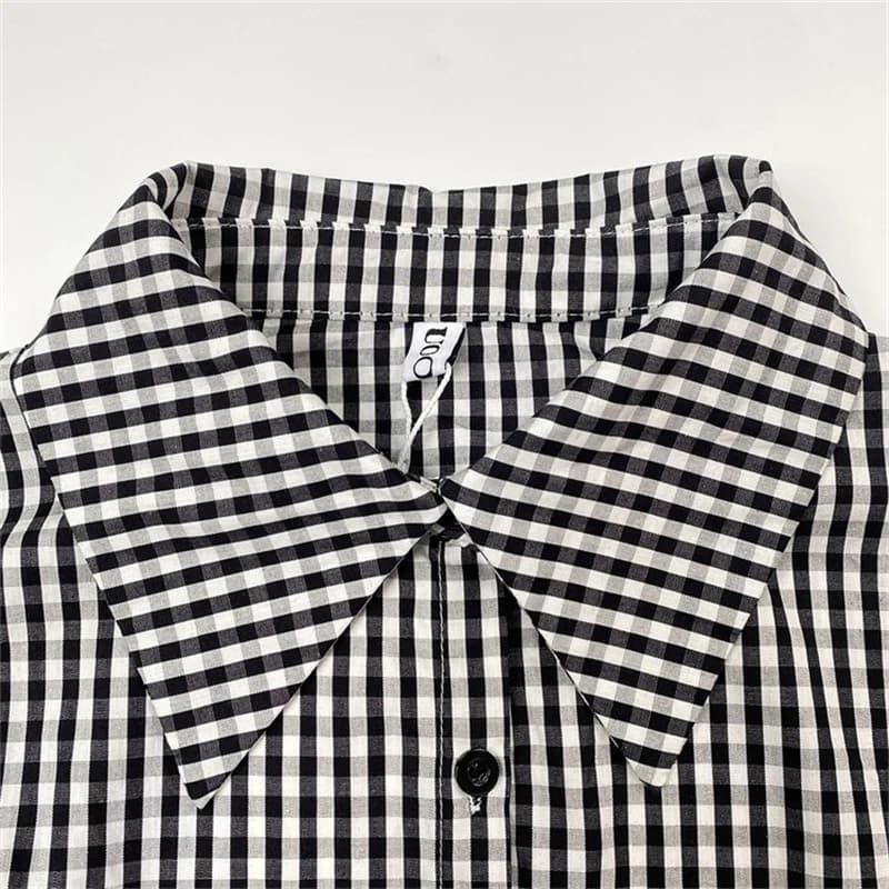 Yeezzi 2025 nouvelle mode Plaid revers chemise robe femmes manches à volants poches boutonnées fente