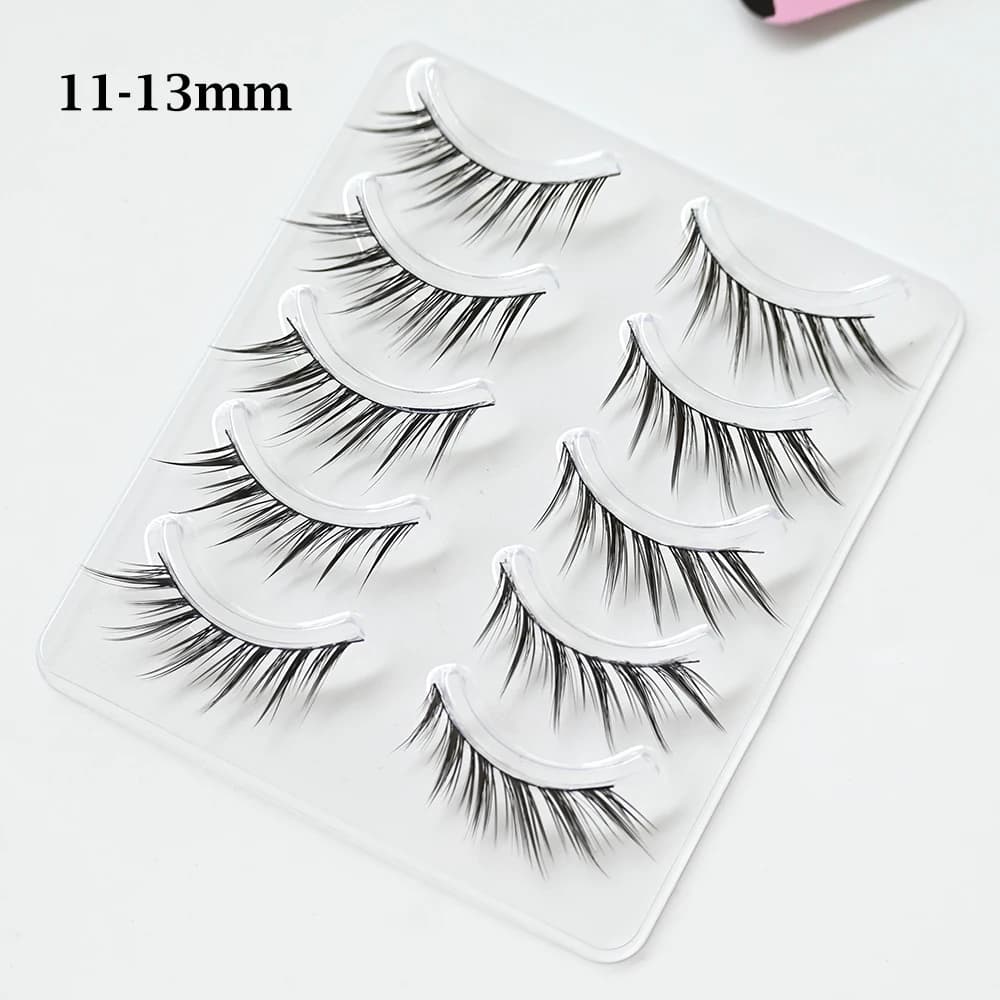 5 paires de faux cils effet œil de chat/renard 11-13mm 3D vaporeux d'apparence naturelle cils doux o
