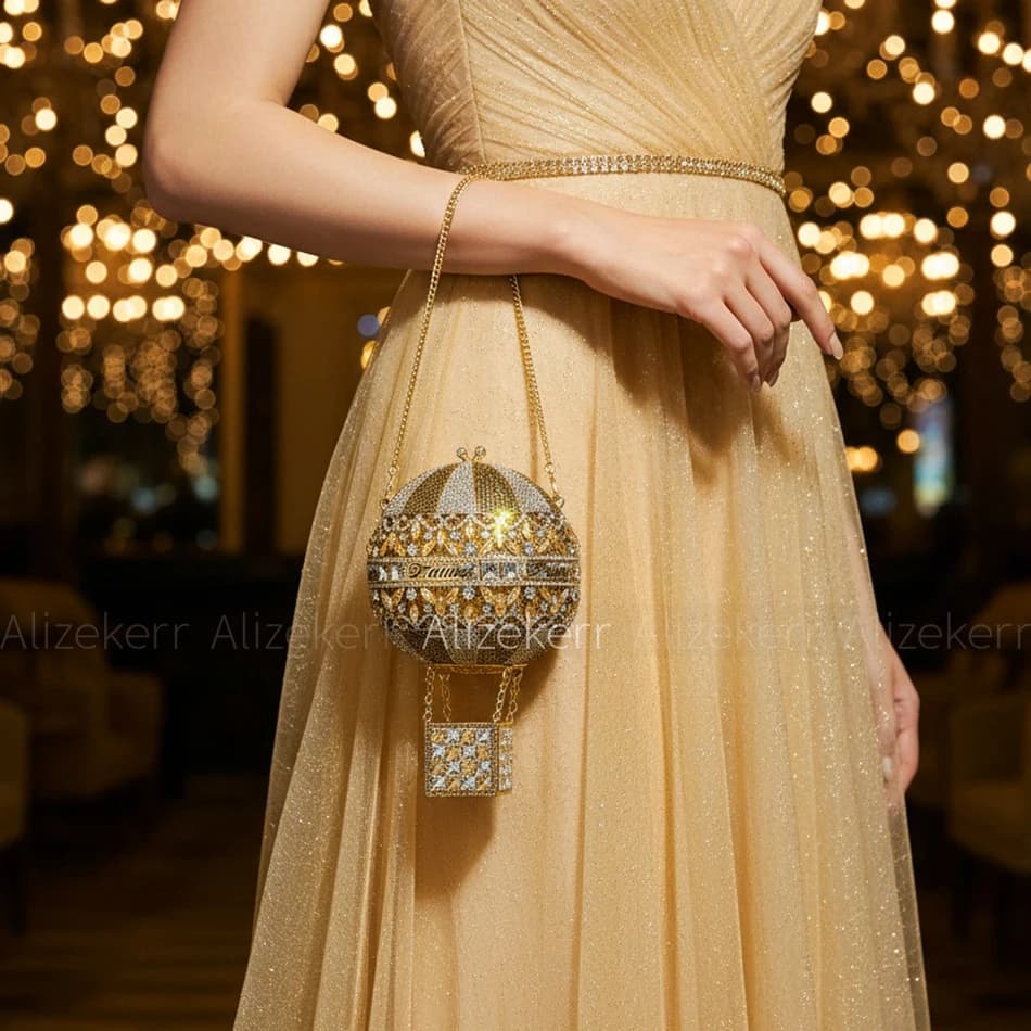 Alizekerr sacs de soirée en cristal en forme de ballon à Air chaud femmes de luxe chic Unique strass
