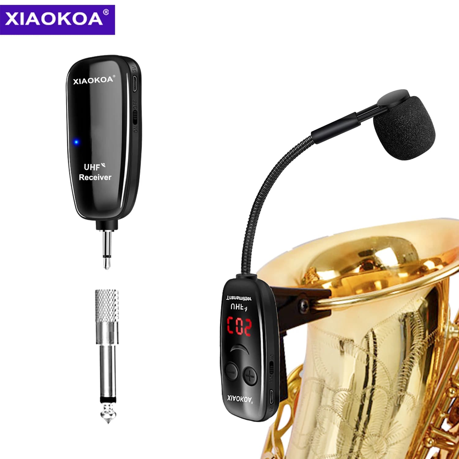 XIAOKOA – système de Microphone de Saxophone sans fil UHF, Instruments musicaux à clipser, émetteur 