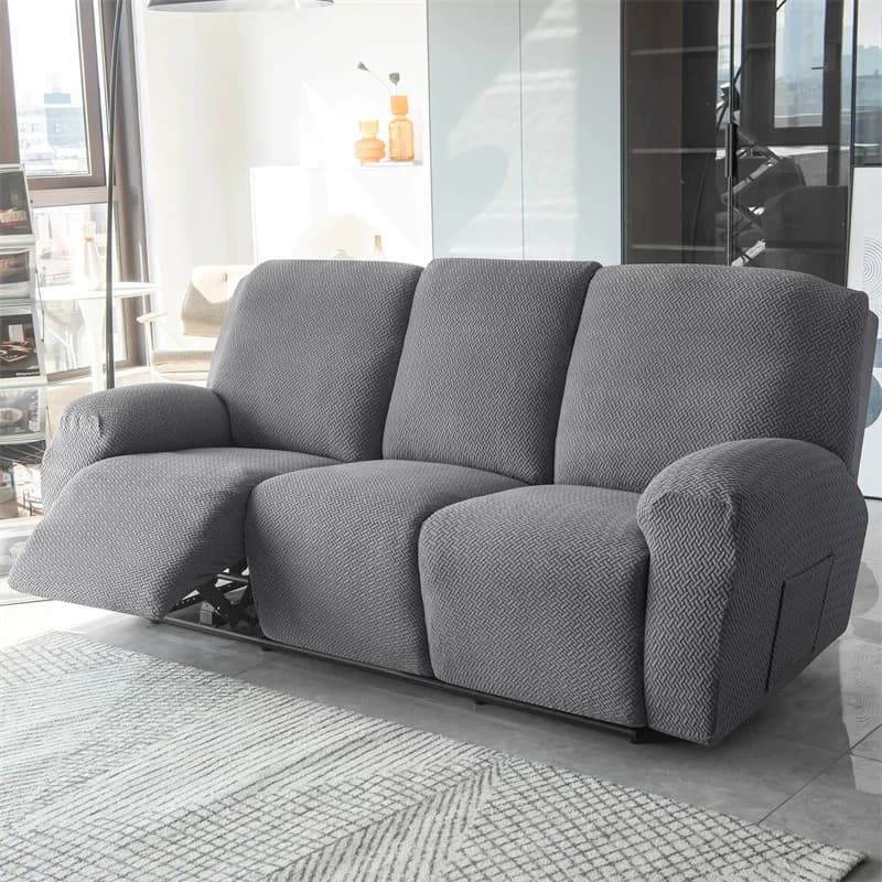 Housse de canapé inclinable 1/2/3 places, Jacquard, couleur unie, coussin extensible, couleur unie, 