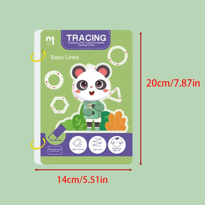 Ensemble de cahiers d'exercices réutilisables pour enfants de 34 pages avec stylo effaçable - Appren