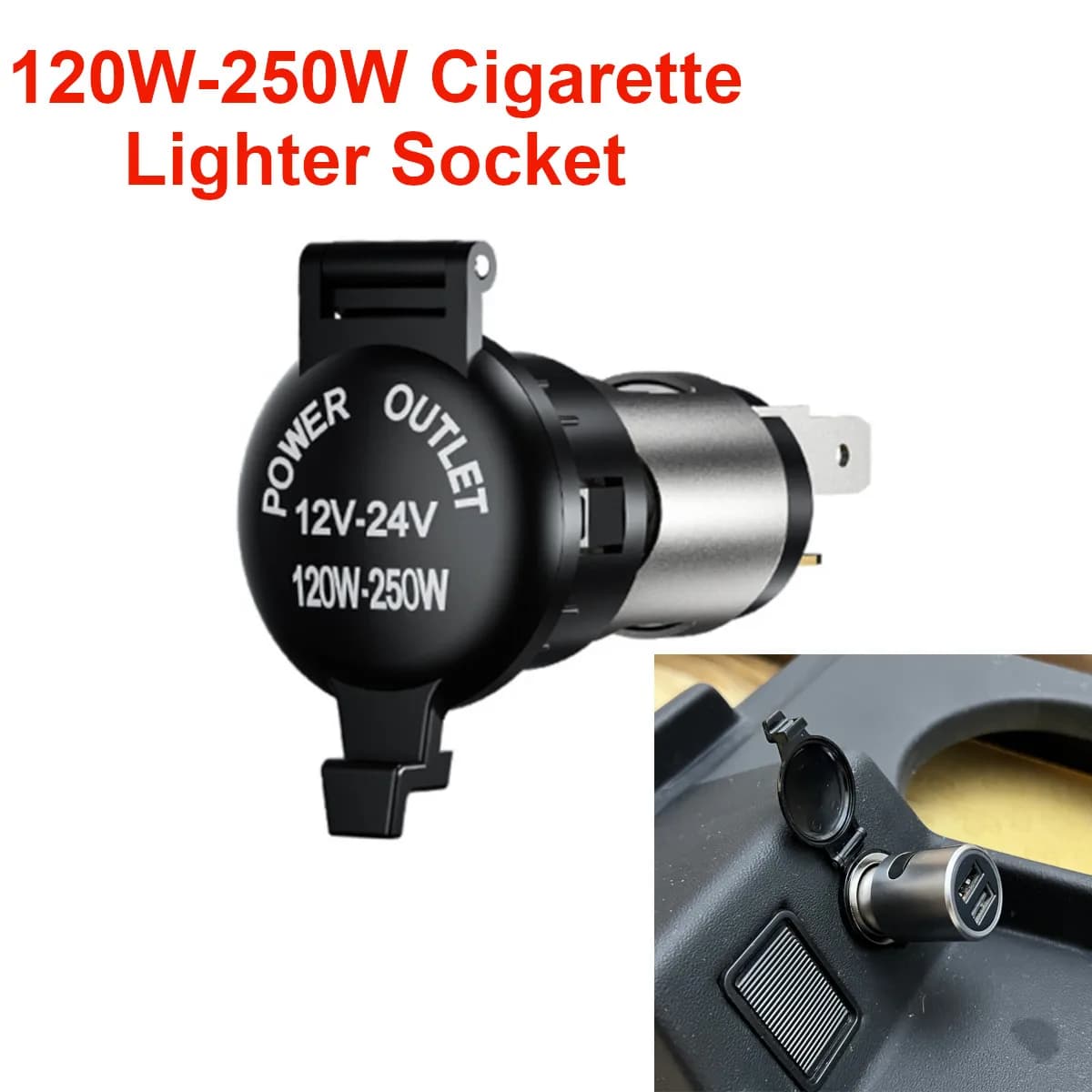 Prise de chargeur de Cigarette de voiture 12V-24V, prise d'alimentation thermique 120W-250W, étanche