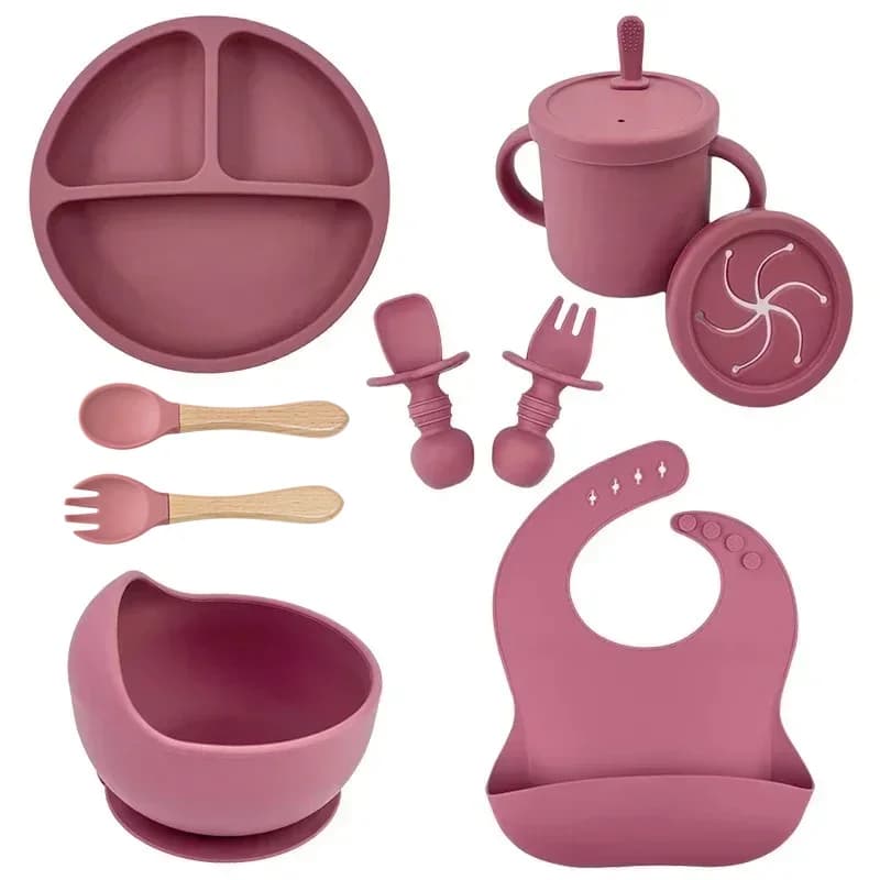 Ensemble de plats en Silicone de qualité alimentaire pour enfant, bol d'alimentation pour bébé, plaq