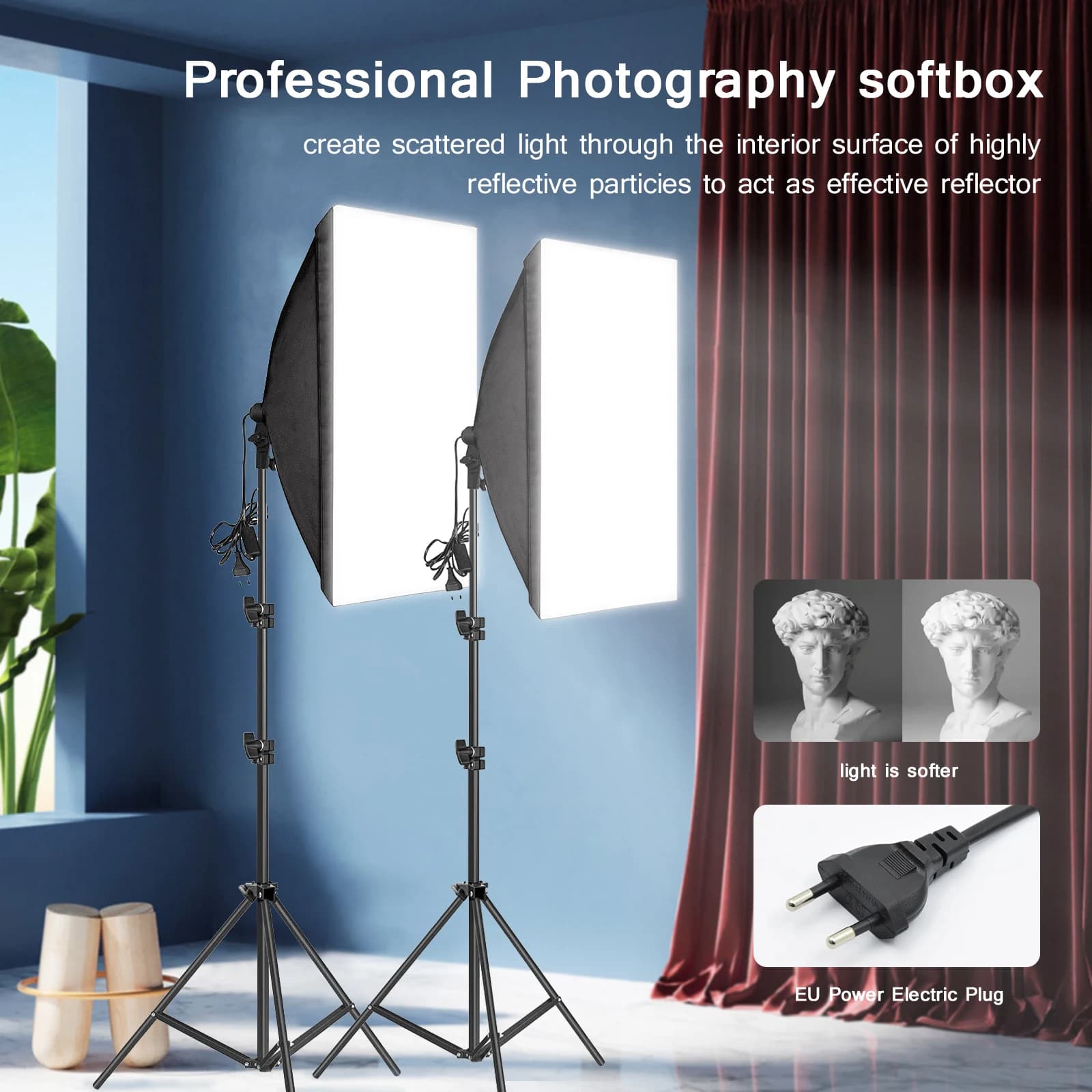 Boîte à lumière de photographie professionnelle, boîte à lumière d'éclairage avec trépied, ampoule p