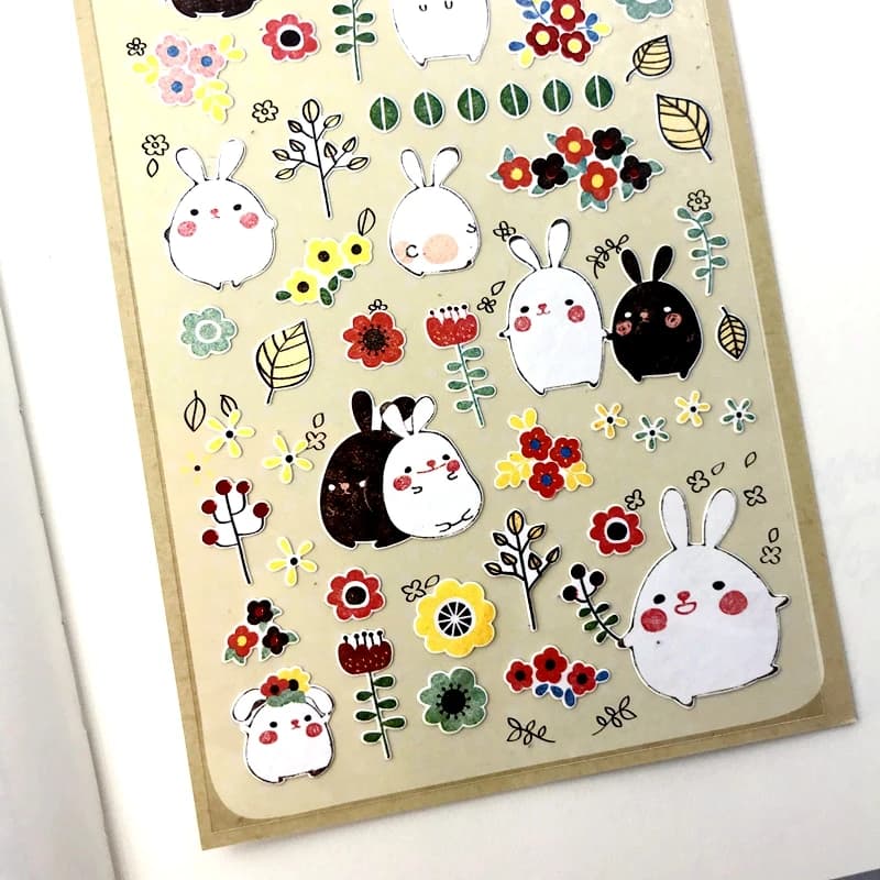 Suatelier Bonny autocollants pour Scrapbooking mignon lapin poubelle Journal autocollant Journal Alb