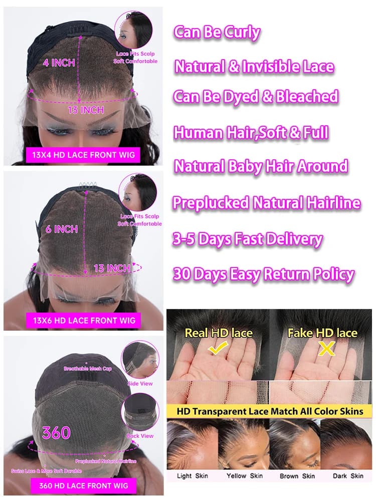 Perruque Lace Frontale HD Transparente 13x6 de 40 Pouces, Ondulations Souples, Perruque Lace Frontal