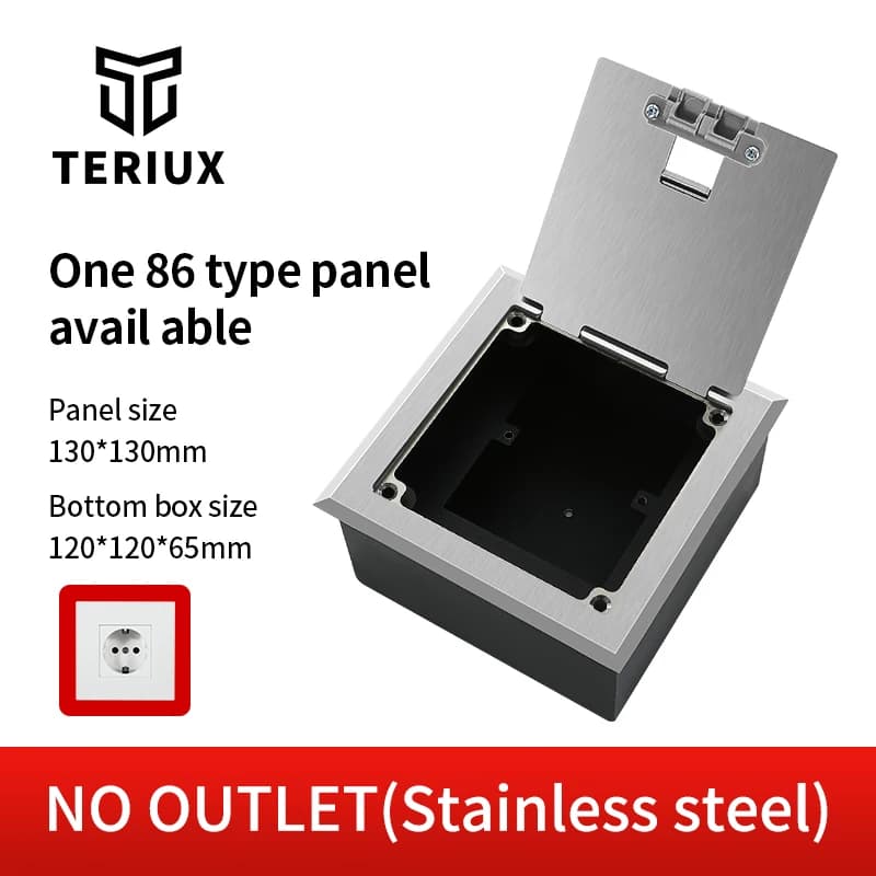 Prise de sol en acier inoxydable, personnalisée, intégrée, peut accueillir 1 module d'alimentation, 