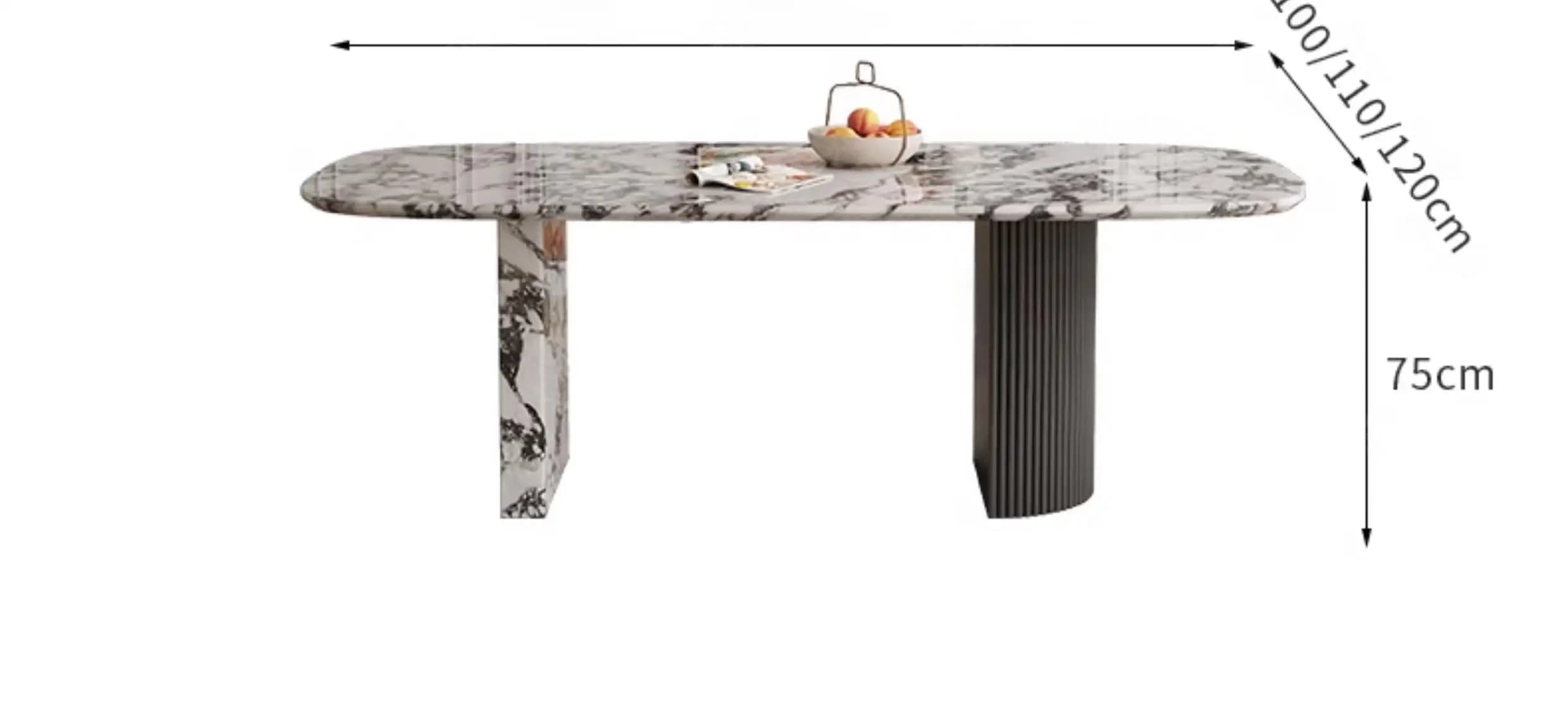 Table à manger rectangulaire de luxe sur mesure en marbre français, toutes tailles, esthétique crème