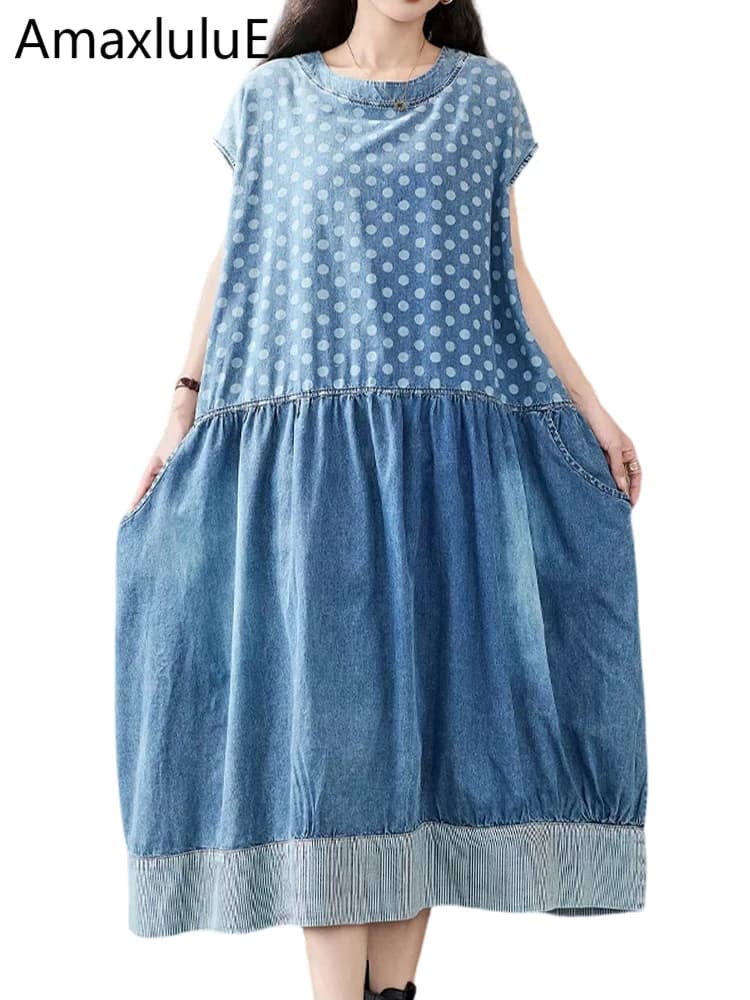 Amax LuluE 2026 Robes d'été amples pour femmes, style vintage classique à pois, design japonais, col