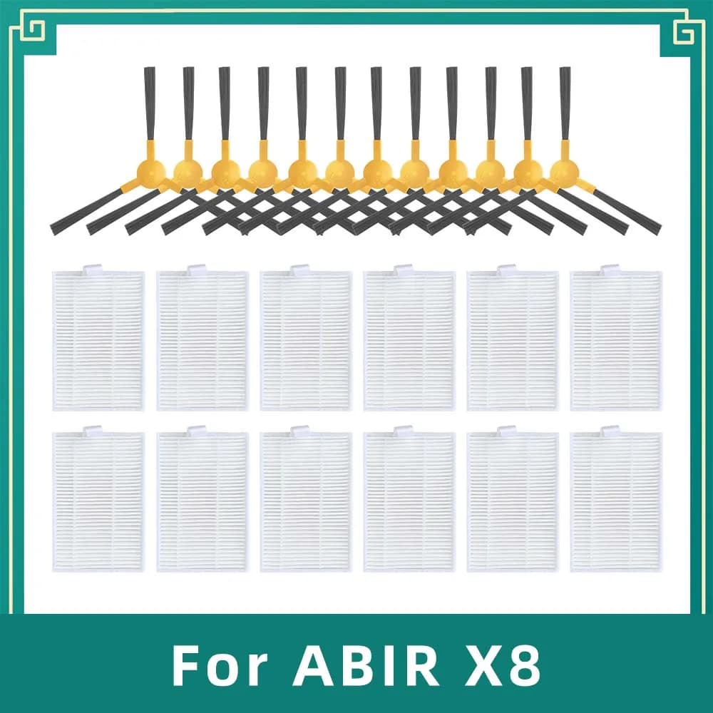 Compatible avec ABIR X8 Aspirateur Robot Brosse Latérale Filtre HEPA Accessoires Kit de Pièces de Re