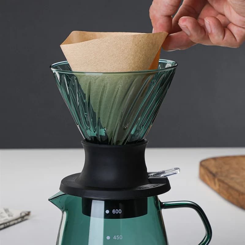Goutteur à immersion en verre pour cafetière, verser sur la cafetière, goutte à goutte en forme de V