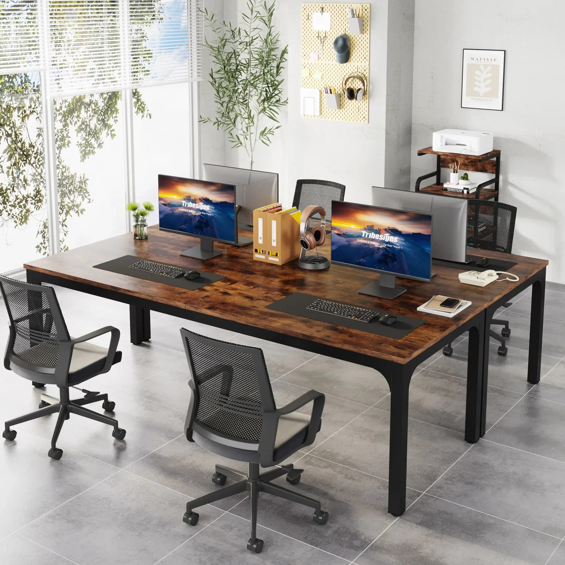 Tribesigns Bureau d'ordinateur extra long de 78,7 pouces Bureau pour 2 personnes, bureau double long