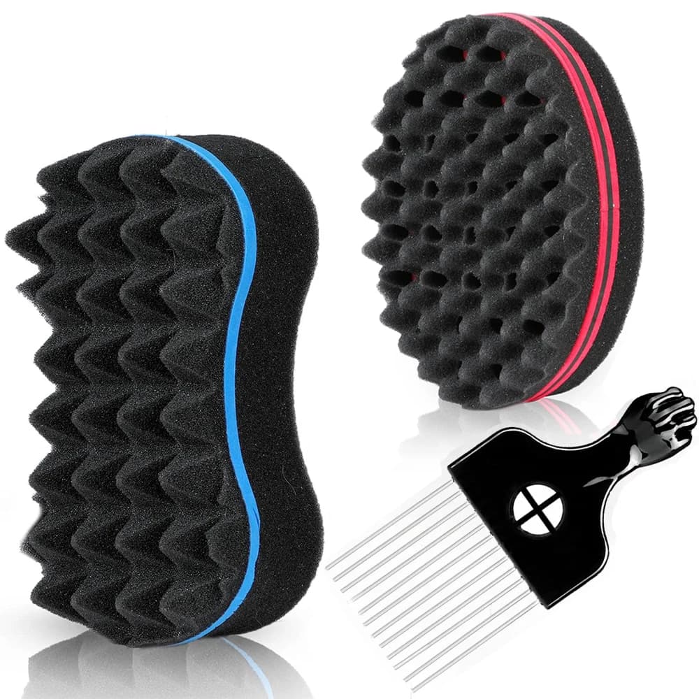 Ensemble d'éponges à cheveux torsadées magiques 3 pièces/ensemble, brosse éponge à gros trous pour c