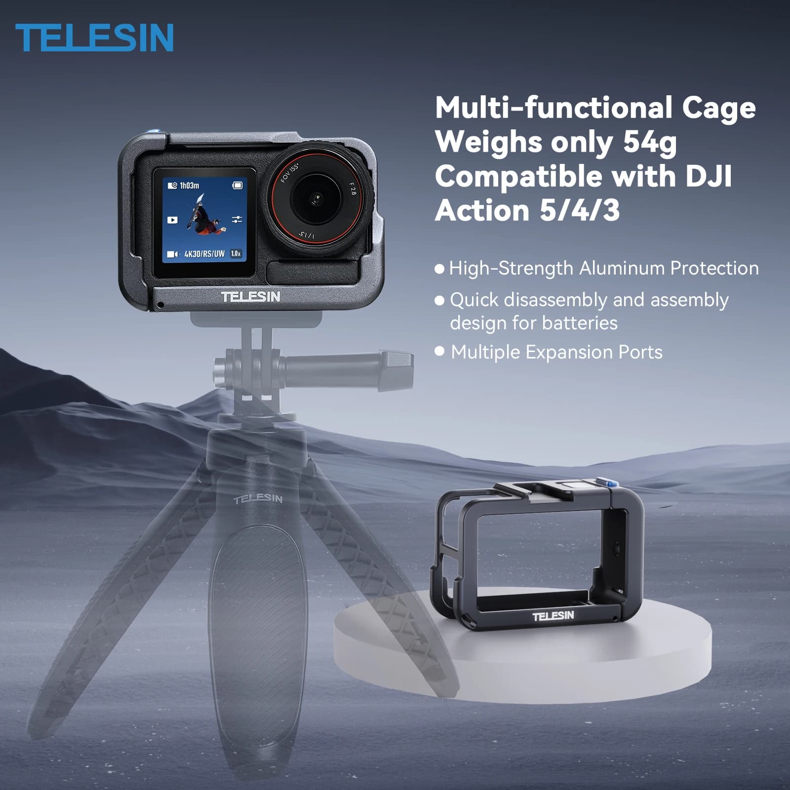 TELESIN-Coque de protection en alliage pour DJI OSMO, compatible avec modèles 3 4 5Pro