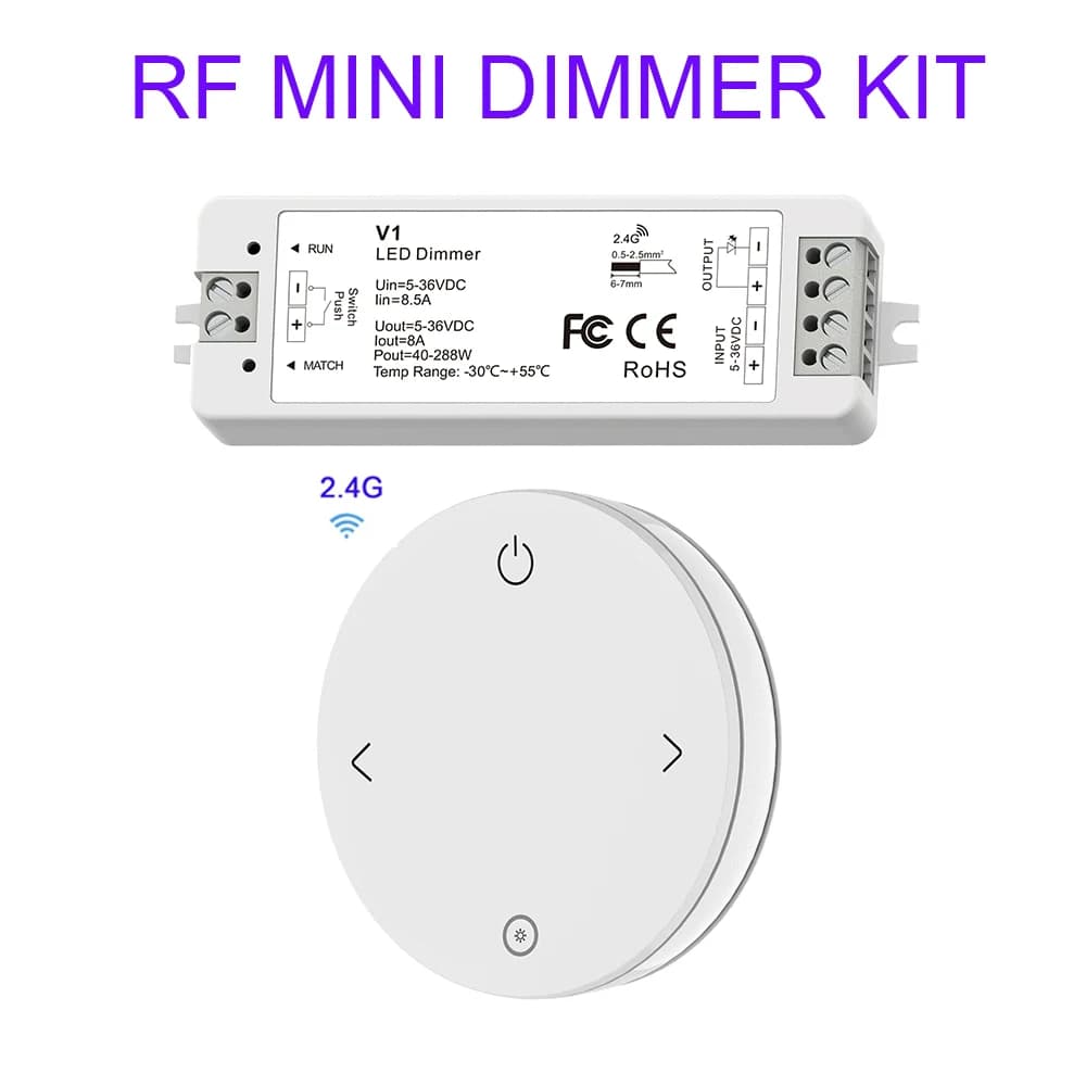 KIT de variateur LED de Style Mini RF, éclairage intérieur 12V 24V 1CH, contrôleur de gradation LED 