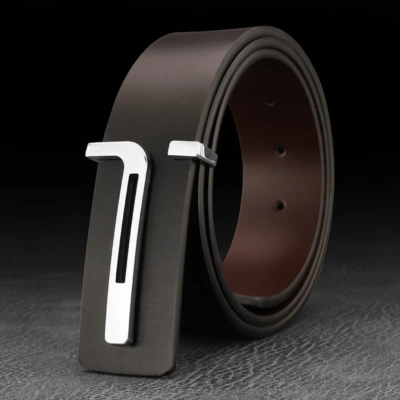 Haute qualité décontracté T lettre Ceinture hommes en cuir boucle lisse mode personnalité Ceinture j