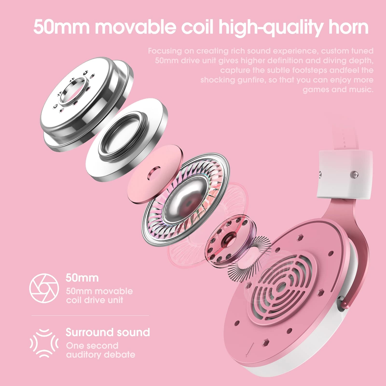 Onikuma casque de jeu professionnel avec lumière RGB casque oreilles de chat rose écouteurs portable