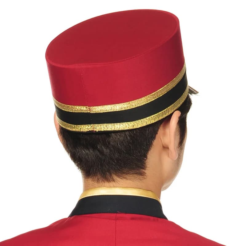 Chapeau de réception d'hôtel rouge pour hommes, chapeau haut-de-forme de Chef, uniforme de travail, 