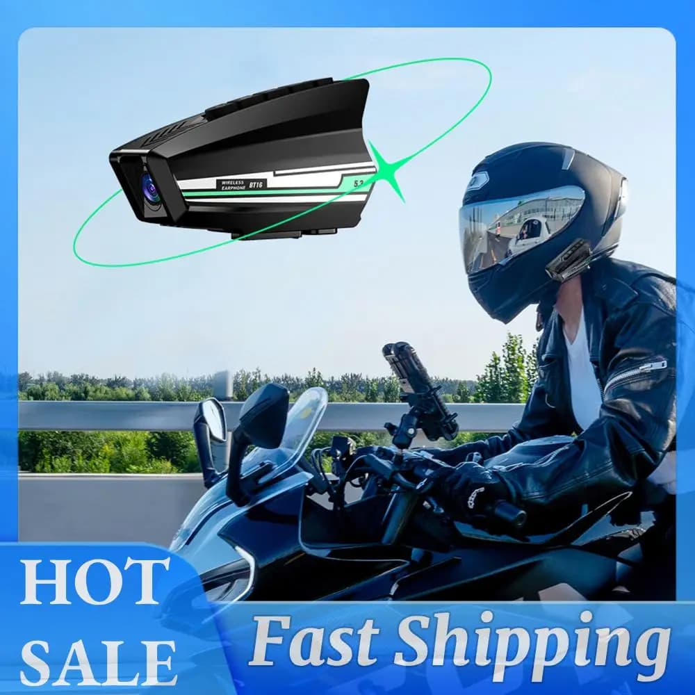Casque de moto avec écouteurs Bluetooth et caméra 1080P, haut-parleur étanche pour motos, ski et cyc