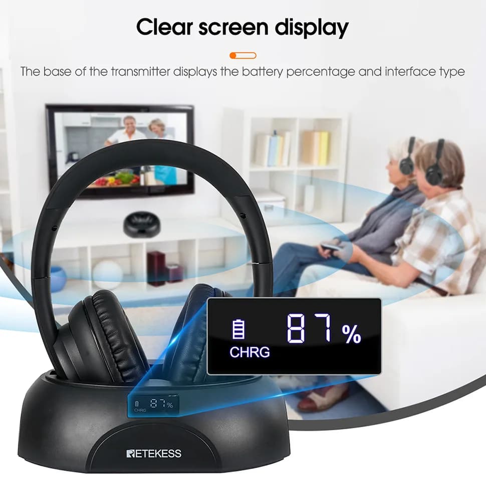 RETEKESS TA006 casque sans fil TV regarder des écouteurs sans fil rechargeables avec Support émetteu