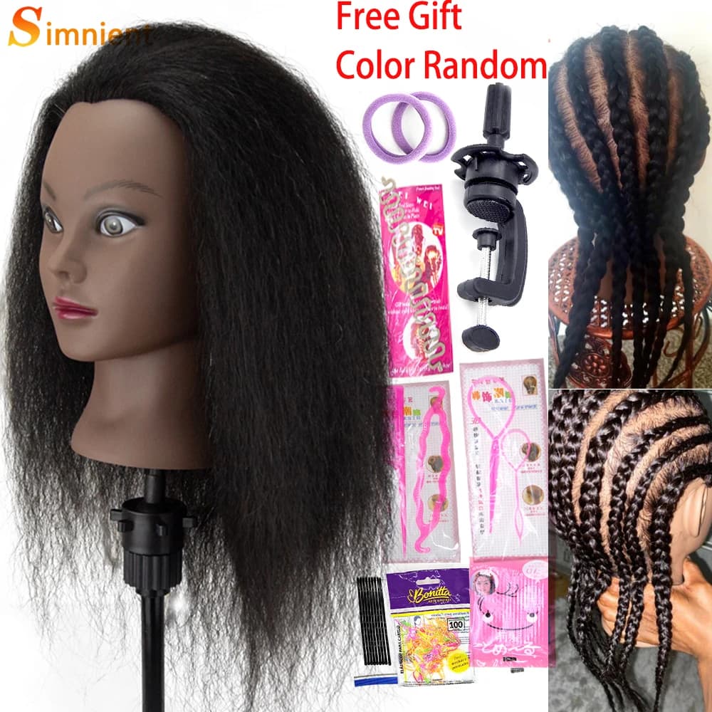 Têtes de Mannequin Afro pour tressage, poupées de cheveux, formation humaine réelle, modèle de coiff