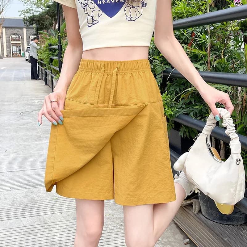 Faux 2 pièces Shorts jupes pour femmes taille haute Mini jupe blanche pantalon solide a-ligne fente 
