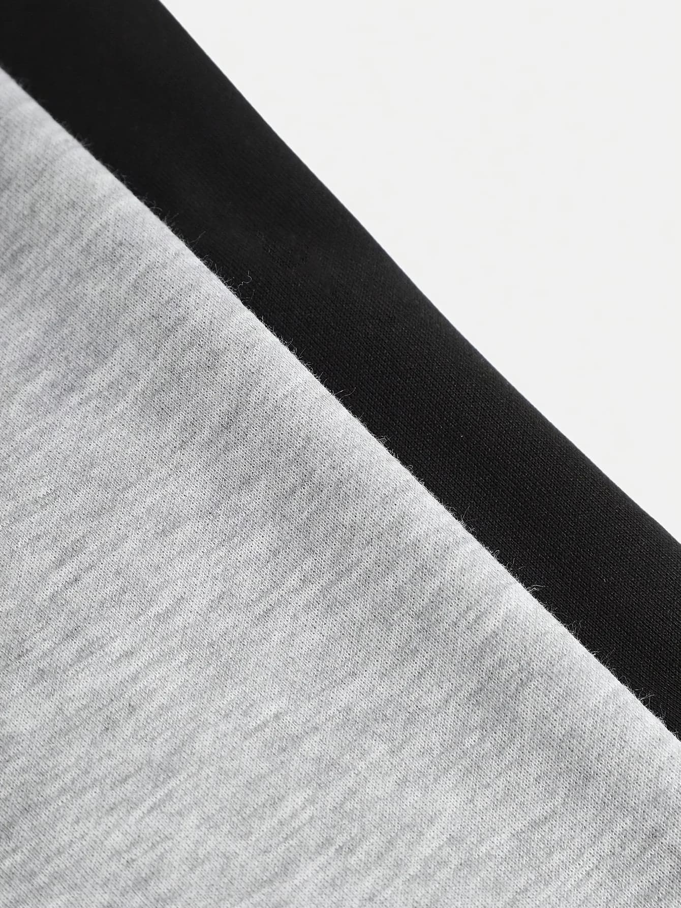 【Ensemble de 2 pièces】 Pantalon ample décontracté à jambes larges en tissu tricoté noir et gris pour