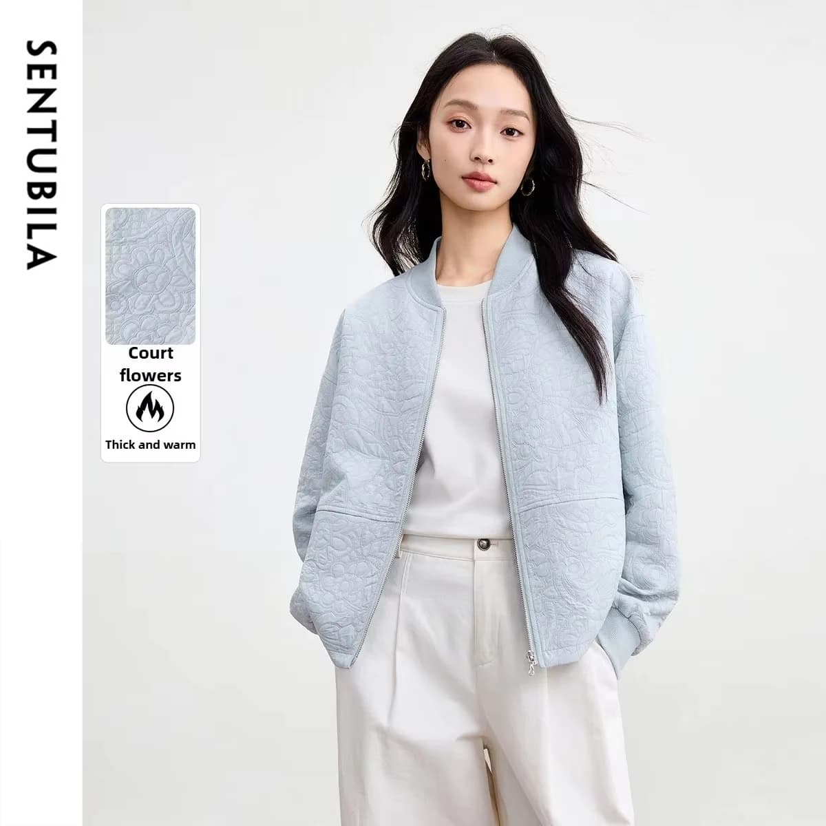 Veste de baseball femme SENTUBILA Automne Hiver 2026 Nouvelle Collection – Manteau décontracté avec 