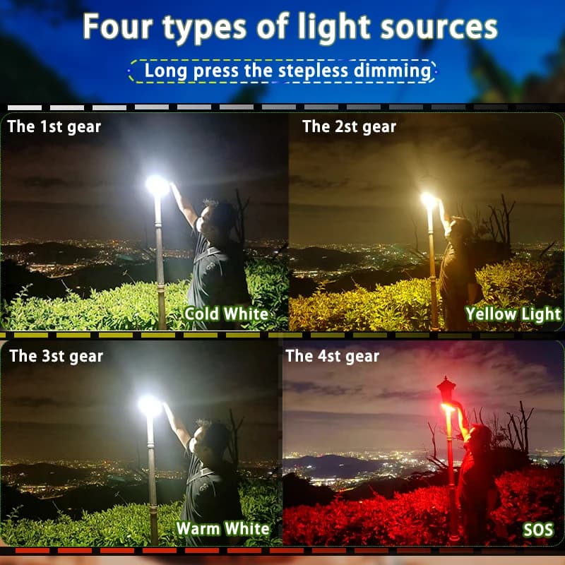 MOSLIGHTING Charge solair camping super lumière avec aimant ajuster la luminosité de la lumière à vo