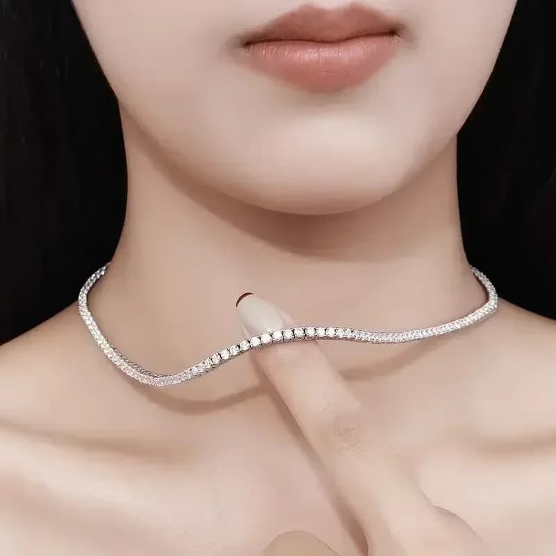 Collier en argent Sterling 925, chaîne en Zircon pour femmes, mode Simple, bijoux de fiançailles, de