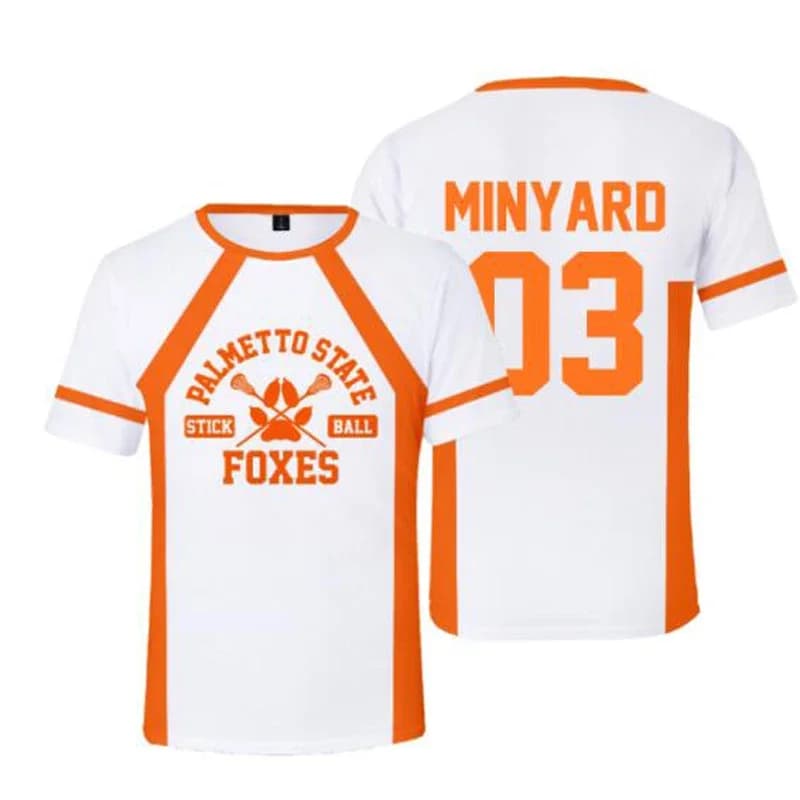 Cosplay The Foxhole Court Palmetto State Foxes maillot de crosse WILDS MINYARD JOSTEN t-shirt à manc